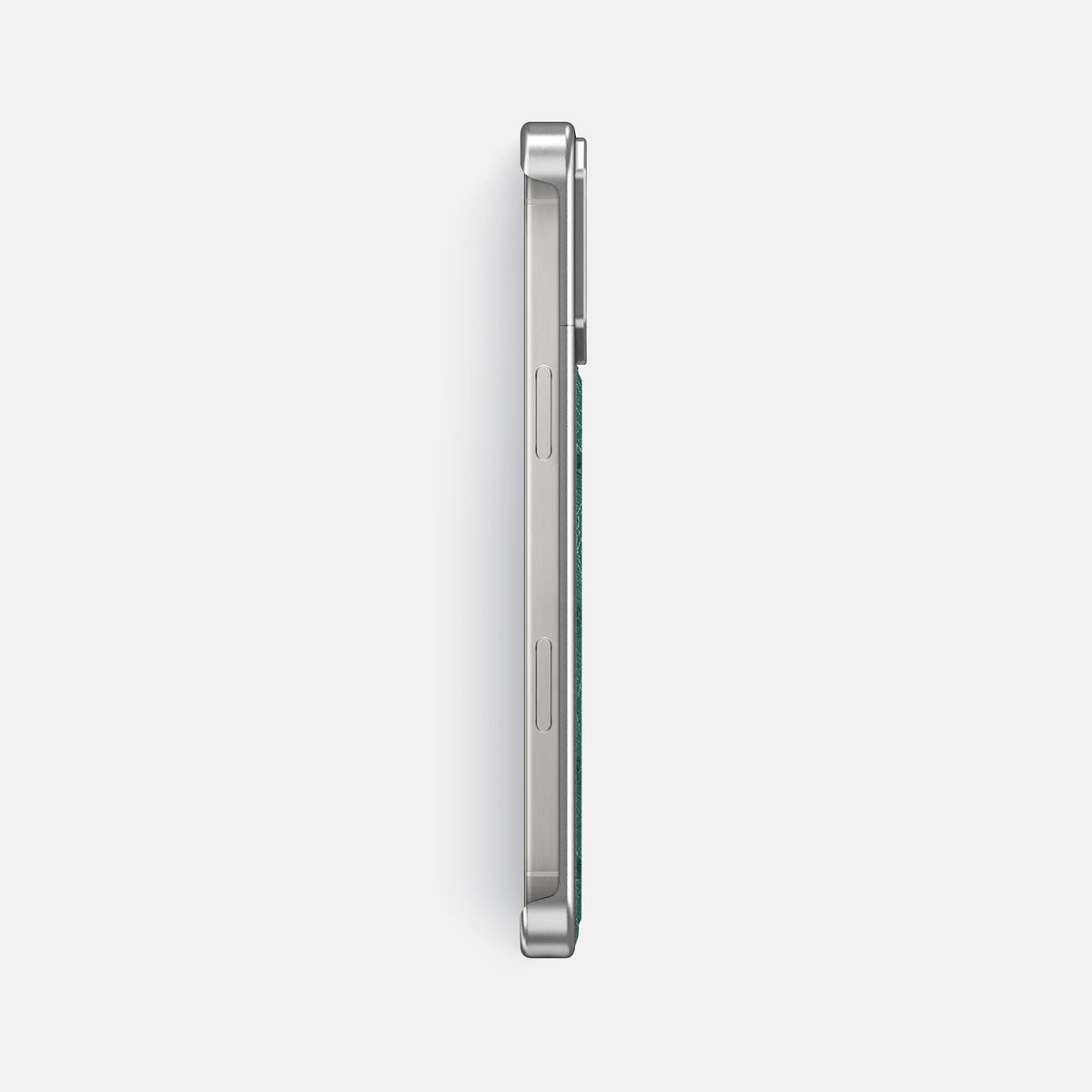 Forest-Green iPhone 16 Pro Cyber Case Ostrich with Steel -3 | Forest-Green-Steel