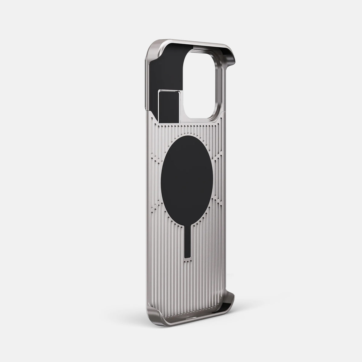 Grey iPhone 16 Pro Cyber Case Ostrich with Steel -4 | Grey-Steel