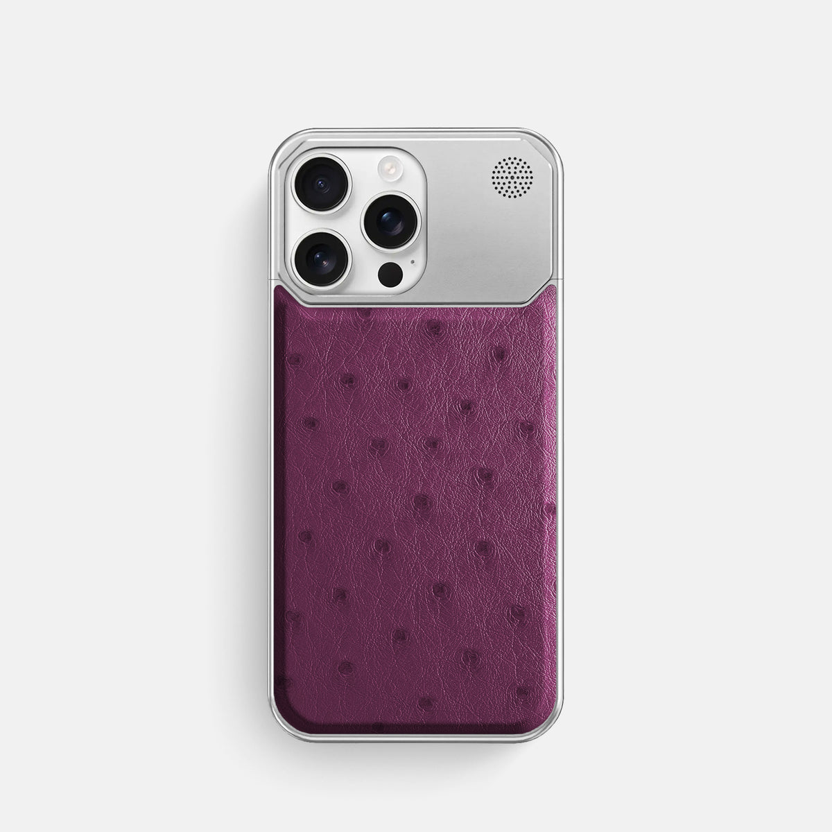 Purple iPhone 16 Pro Cyber Case Ostrich with Steel -1 | Purple-Steel