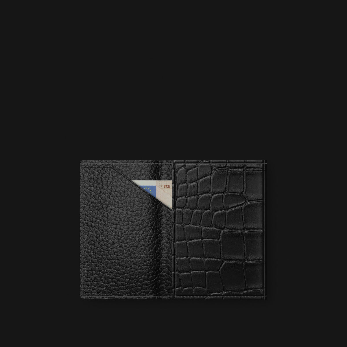 Edition-Black Tri-Fold Alligator with Black Metal -2 | Edition-Black-Black