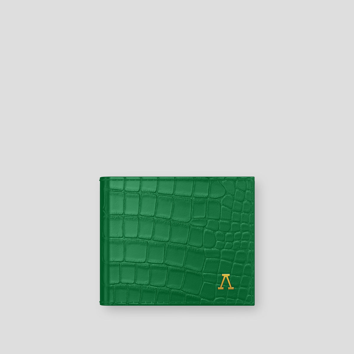 Green Wallet Case Alligator with Gold Metal -1 | Green-Gold