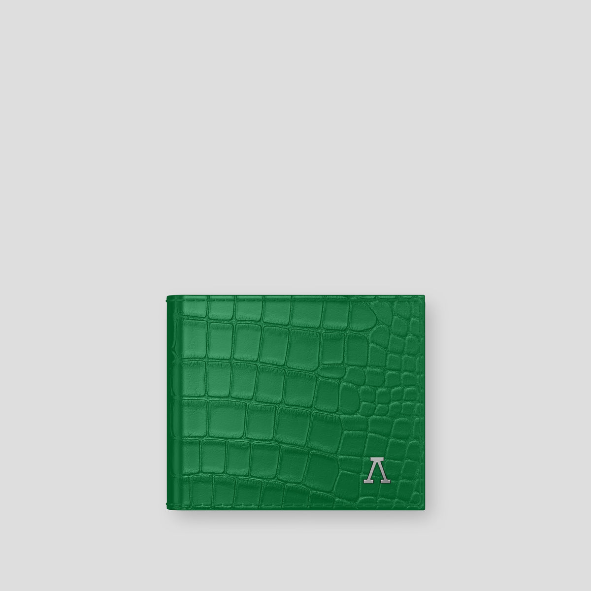 Green Wallet Case Alligator with Steel Metal -1 | Green-Steel