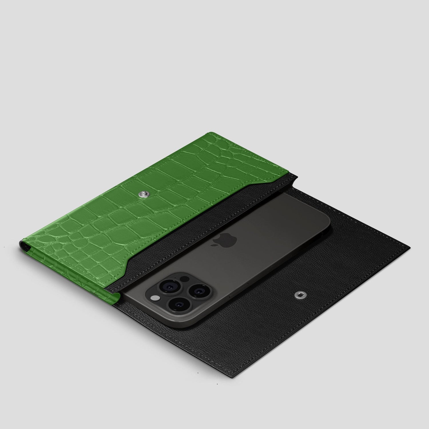 Apple-Green iPhone 15 Pro Wallet Alligator -2 | Apple-Green