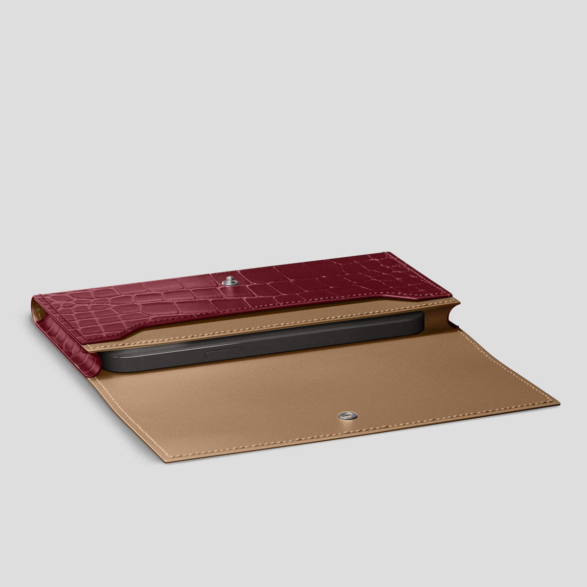 Burgundy iPhone 15 Pro Wallet Alligator -4 | Burgundy