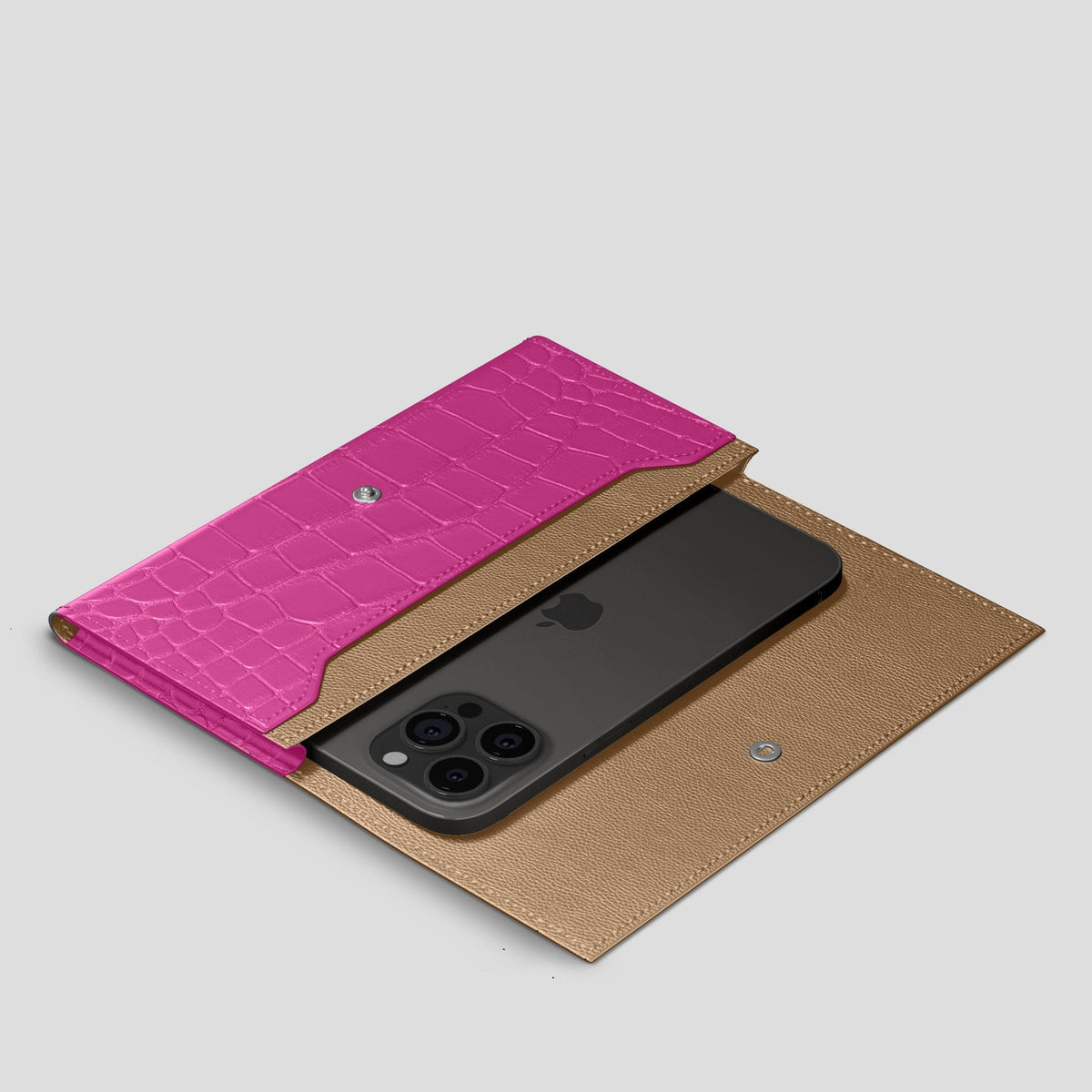 Fuchsia iPhone 15 Pro Wallet Alligator -2 | Fuchsia