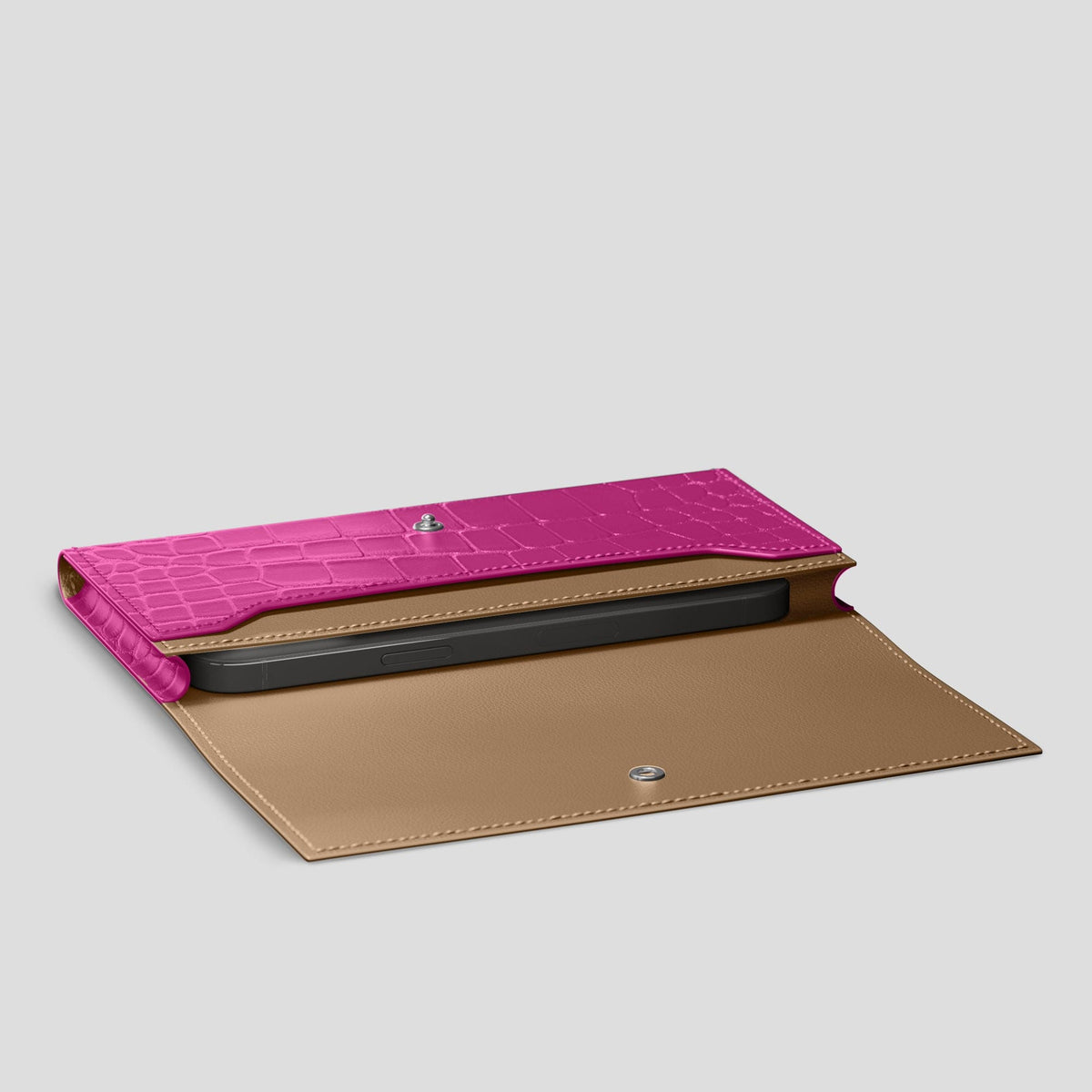 Fuchsia iPhone 15 Pro Wallet Alligator -4 | Fuchsia