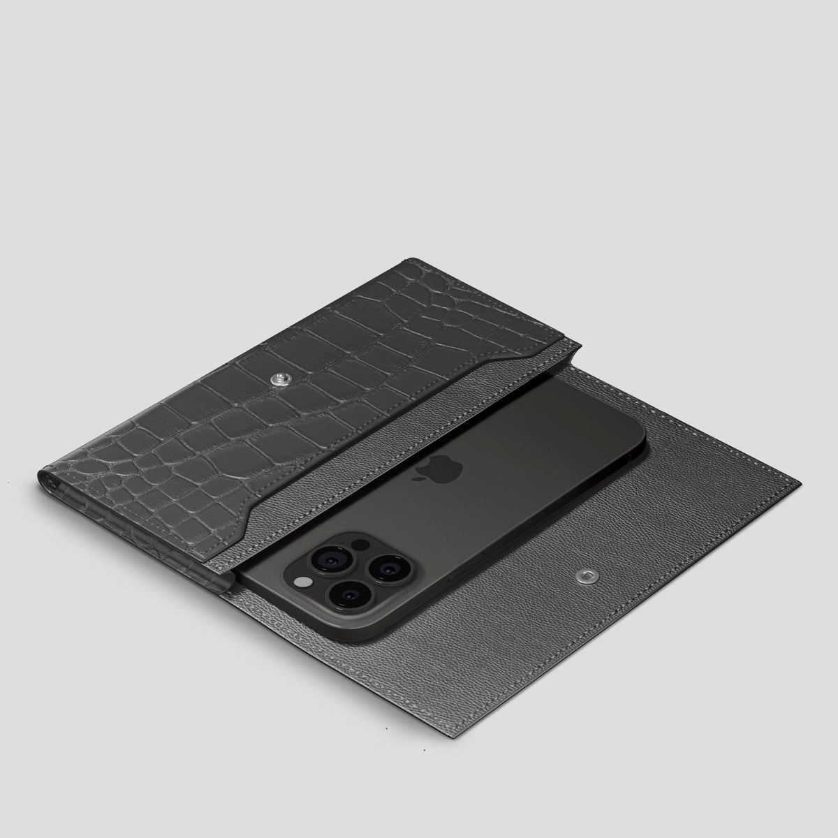 Grey iPhone 15 Pro Wallet Alligator -2 | Grey