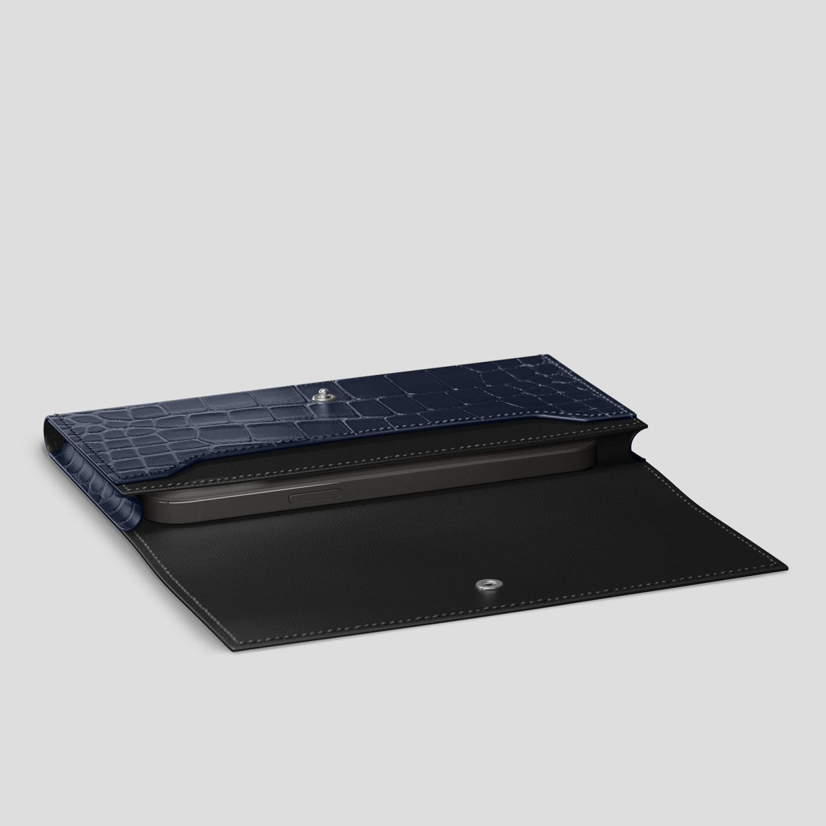 Navy Blue iPhone 15 Pro Wallet Alligator -4 | Navy-Blue