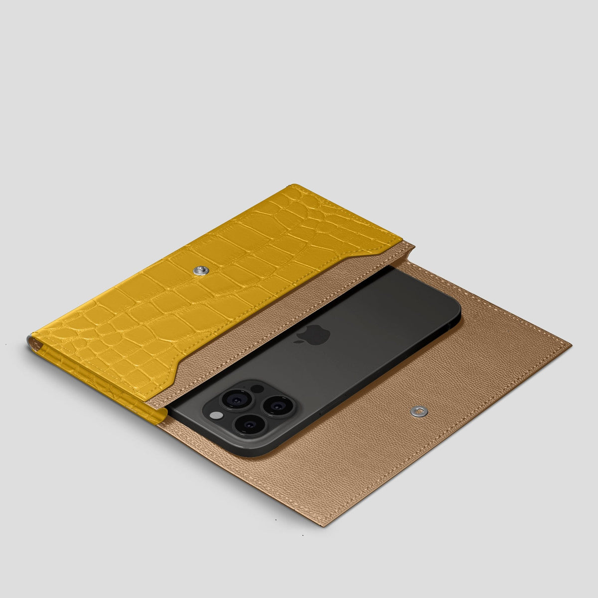 Yellow iPhone 15 Pro Wallet Alligator -2 | Yellow