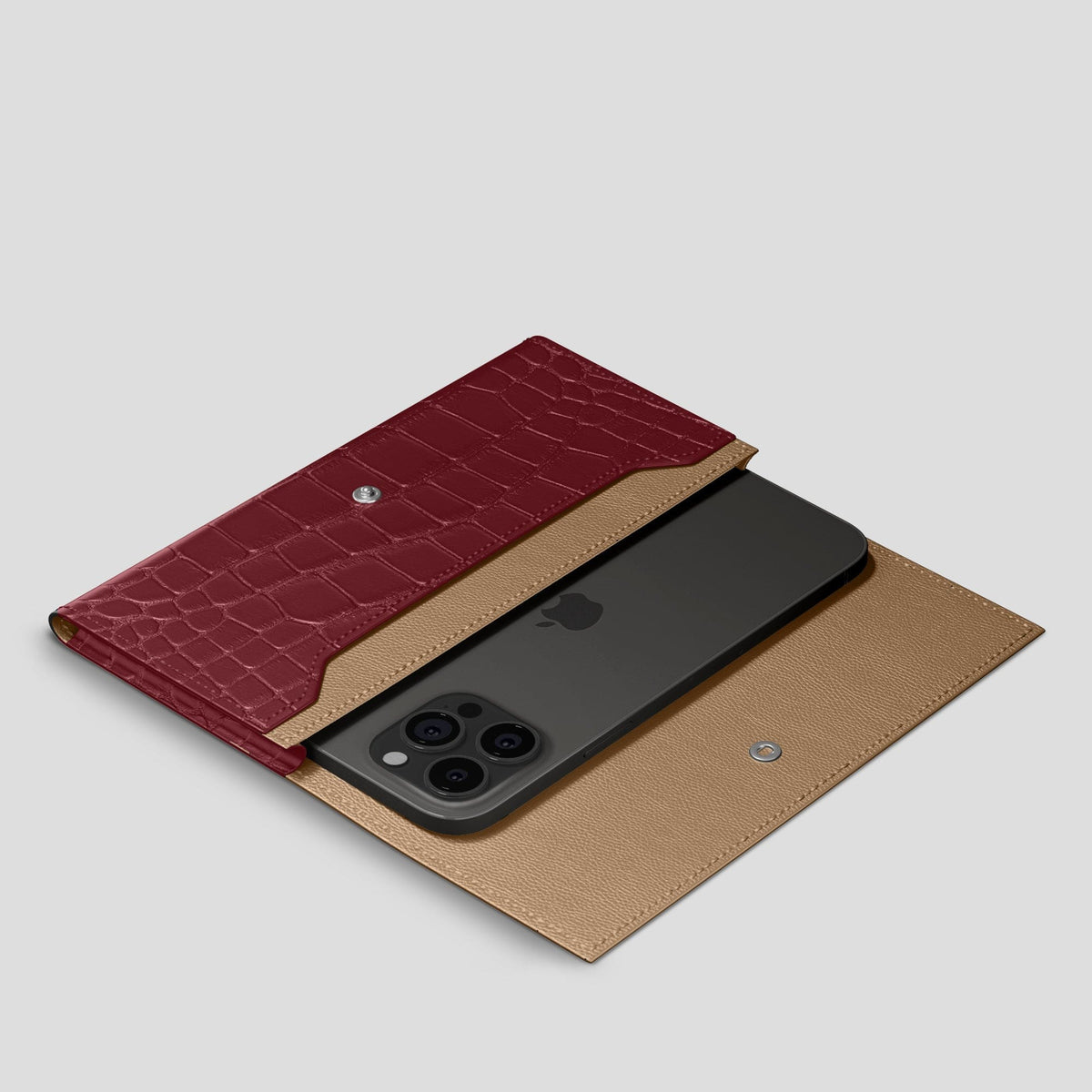 Burgundy iPhone 15 Pro Max Wallet Alligator -2 | Burgundy