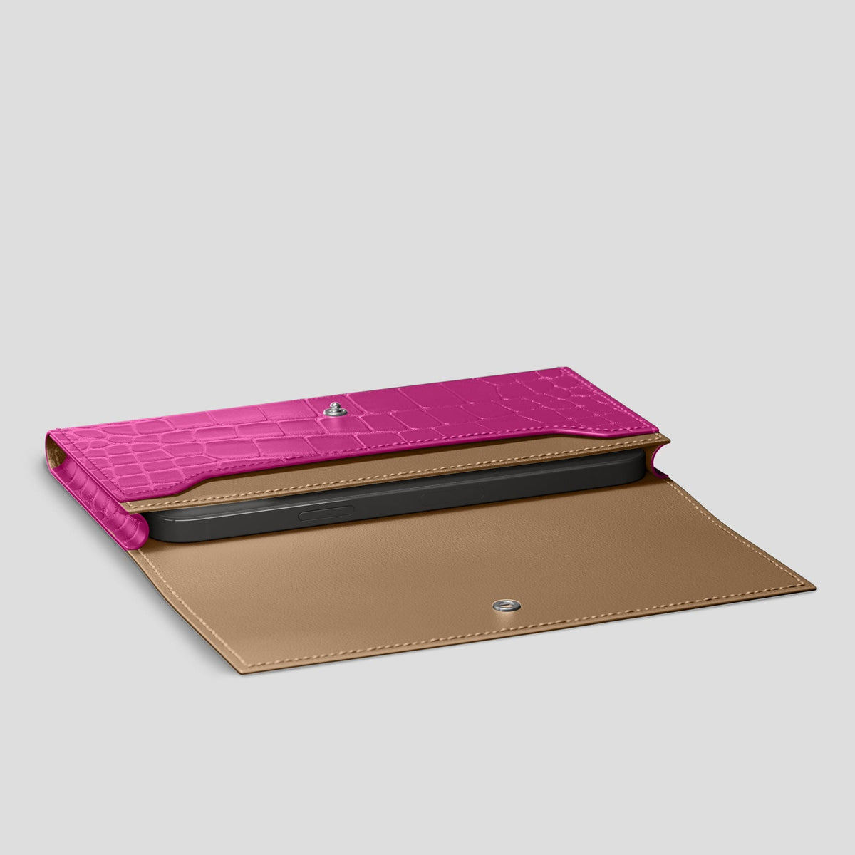 Fuchsia iPhone 15 Pro Max Wallet Alligator -4 | Fuchsia