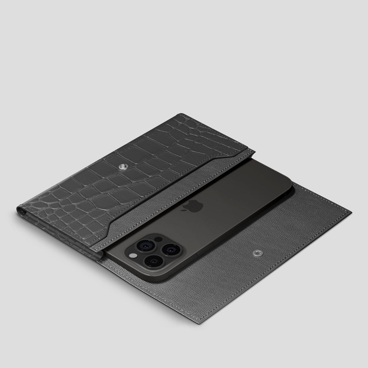 Grey iPhone 15 Pro Max Wallet Alligator -2 | Grey