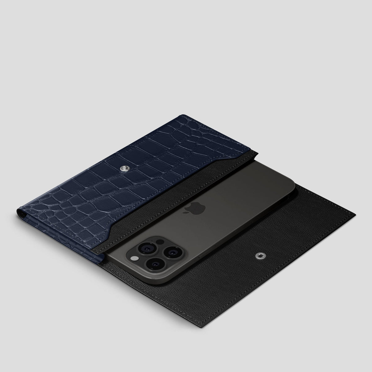 Navy Blue iPhone 15 Pro Max Wallet Alligator -2 | Navy-Blue