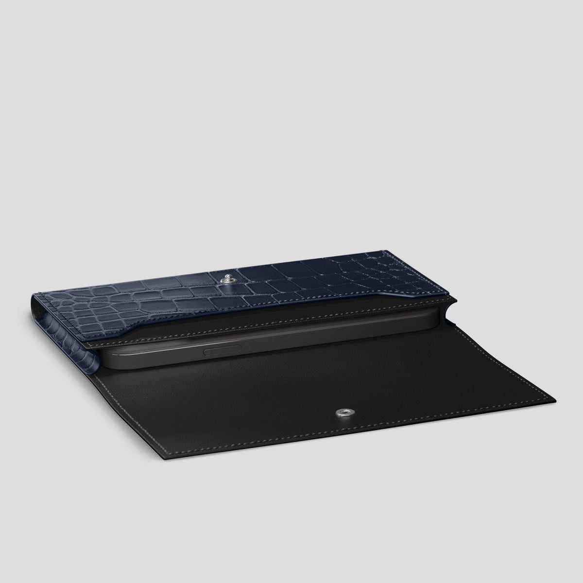 Navy Blue iPhone 15 Pro Max Wallet Alligator -4 | Navy-Blue