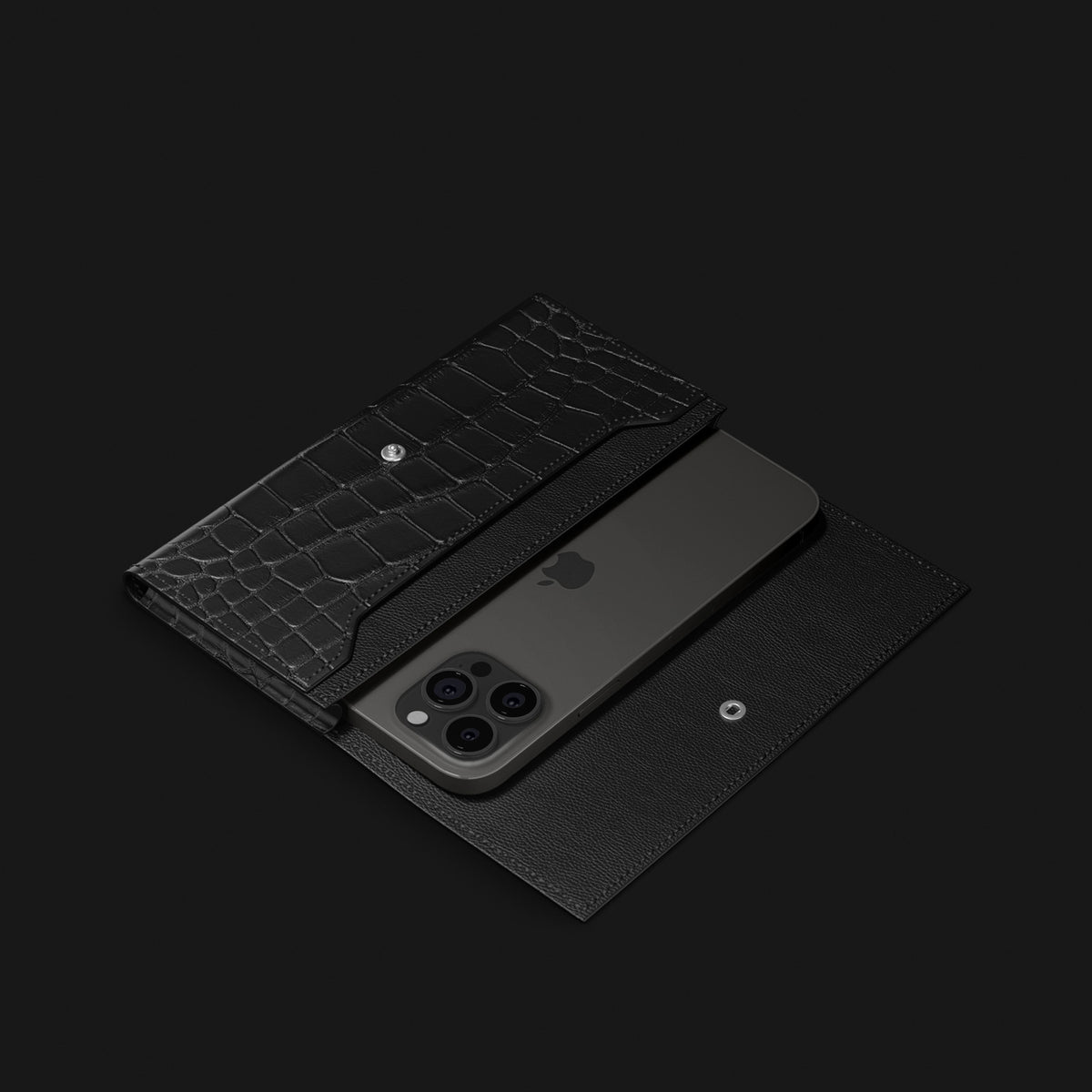 Edition-Black iPhone 16 Pro Wallet Case In Alligator -2 | Edition-Black