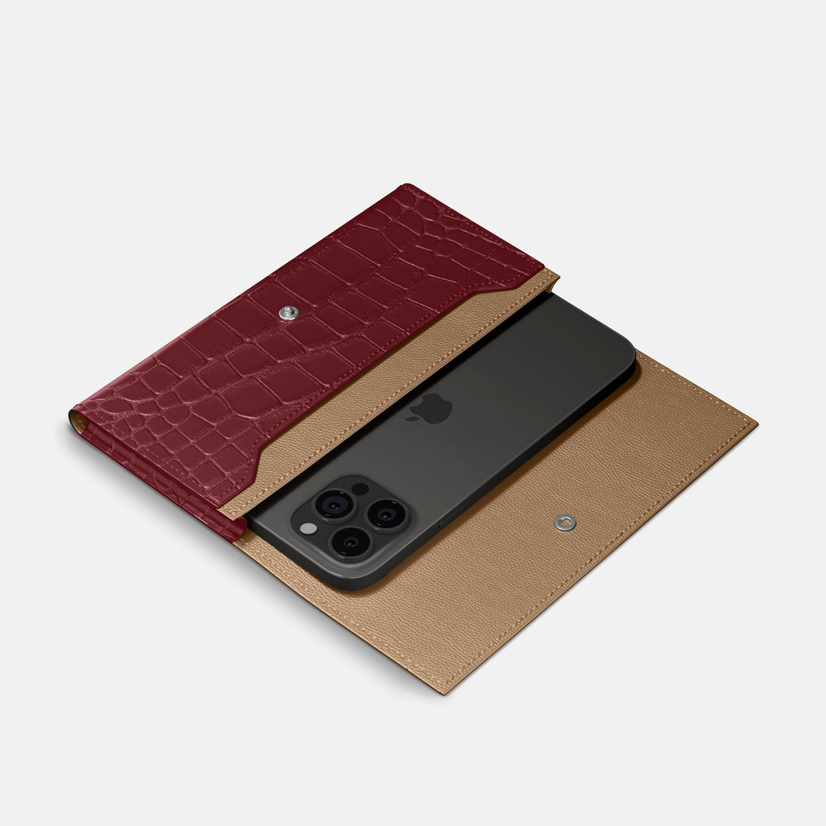 Burgundy iPhone 16 Pro Max Wallet Alligator -2 | Burgundy