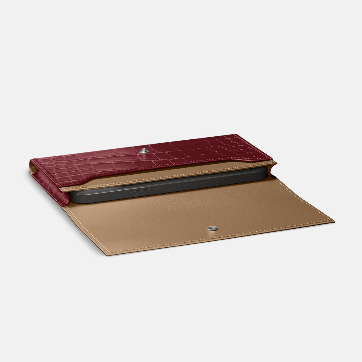 Burgundy iPhone 16 Pro Max Wallet Alligator -4 | Burgundy