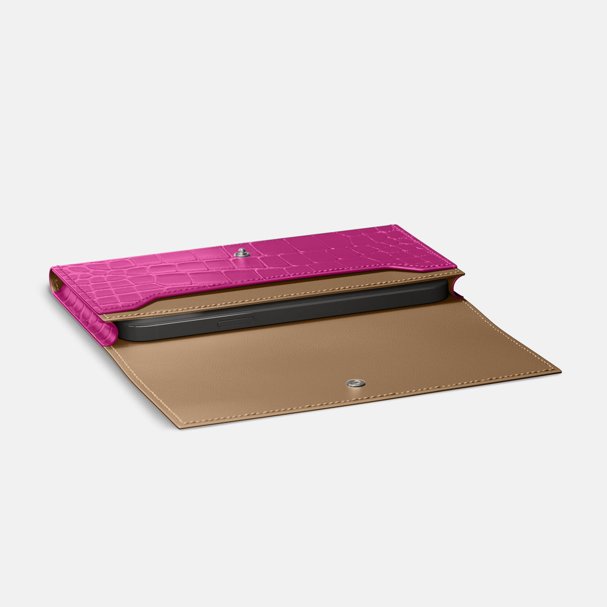 Fuchsia iPhone 16 Pro Max Wallet Alligator -4 | Fuchsia