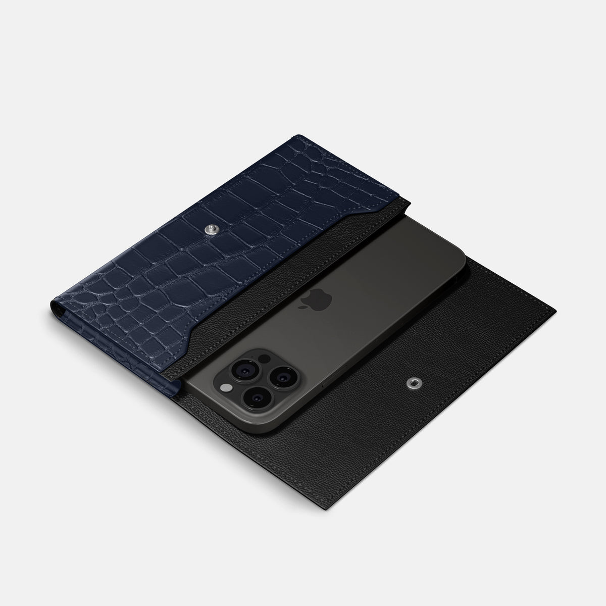 Navy Blue iPhone 16 Pro Max Wallet Alligator -2 | Navy-Blue
