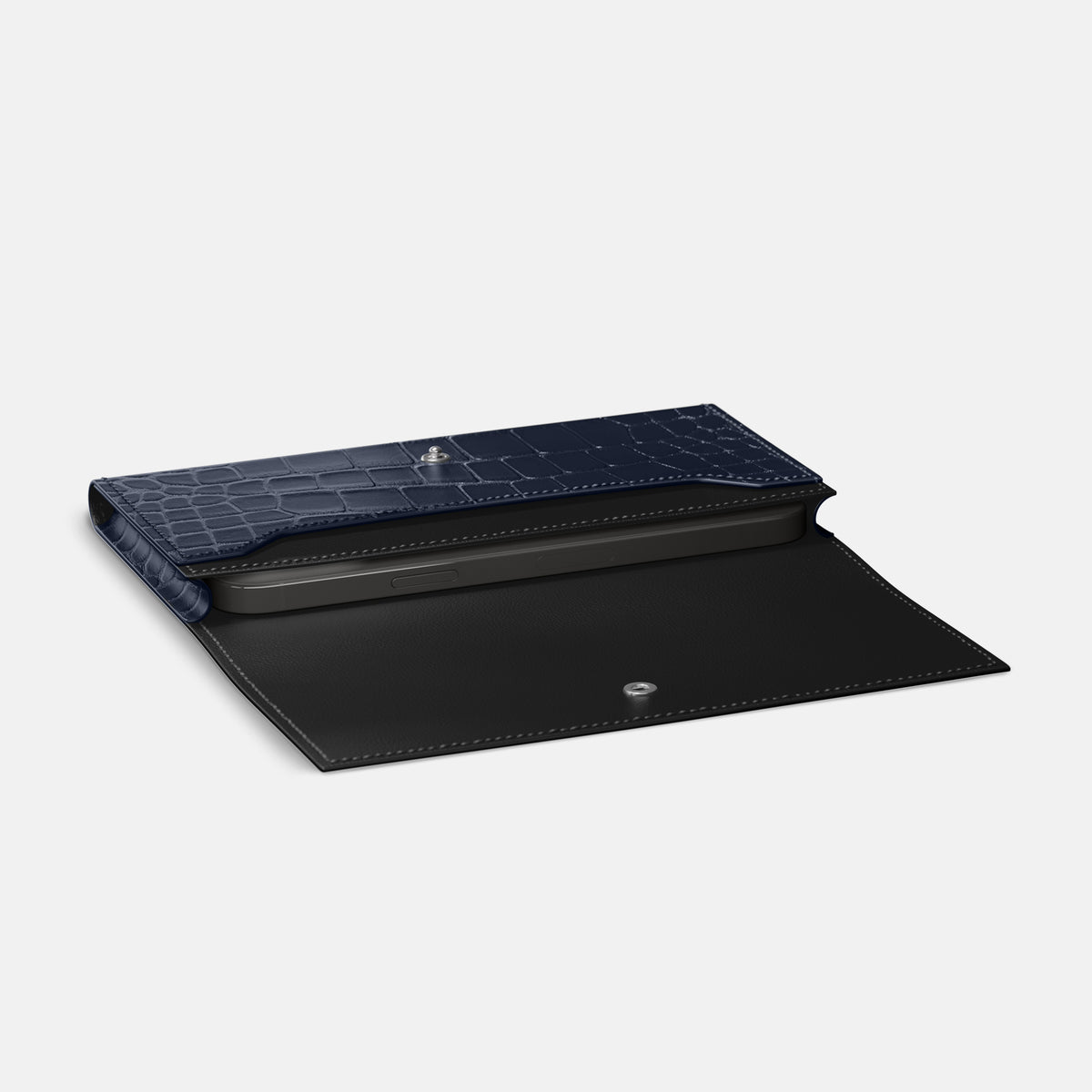 Navy Blue iPhone 16 Pro Max Wallet Alligator -4 | Navy-Blue