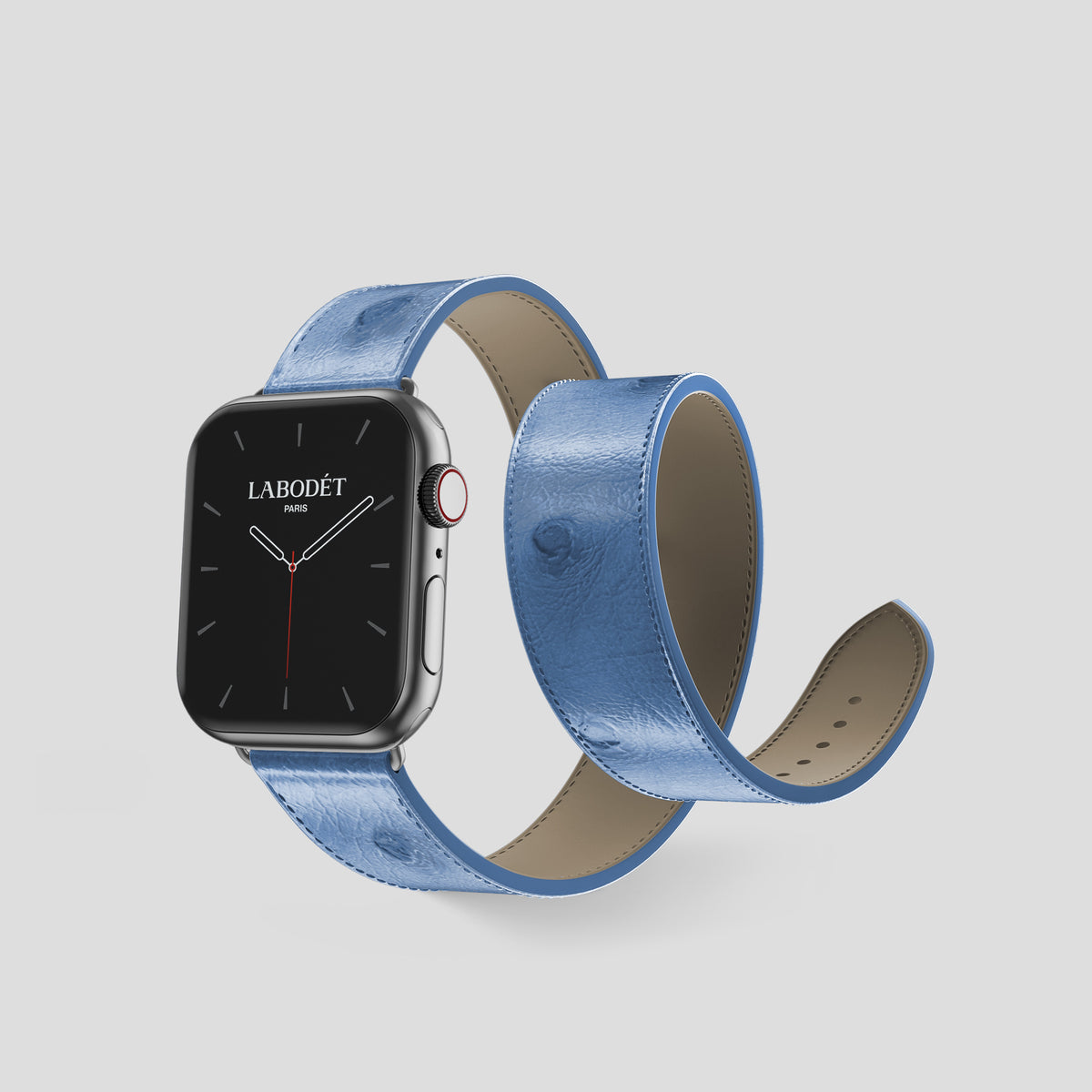 Blue-Jeans Apple Watch 42mm Double Strap Ostrich with Steel Metal -2 | Blue-Jeans-Steel