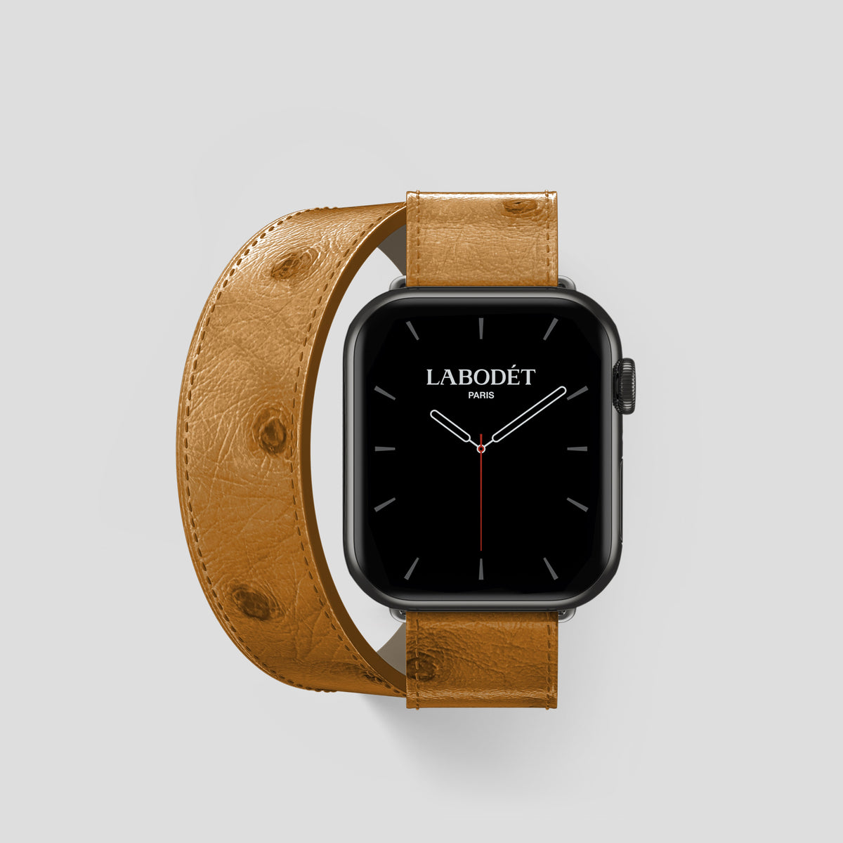 Chestnut Apple Watch 42mm Double Strap Ostrich with Black Metal -1 | Chestnut-Black