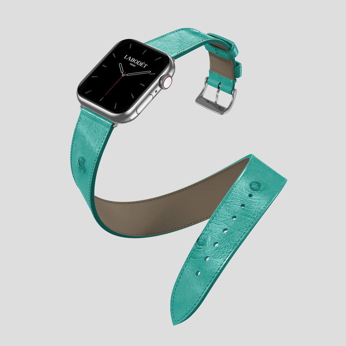 Turquoise Apple Watch 42mm Double Strap Ostrich with Steel Metal -3 | Turquoise-Steel