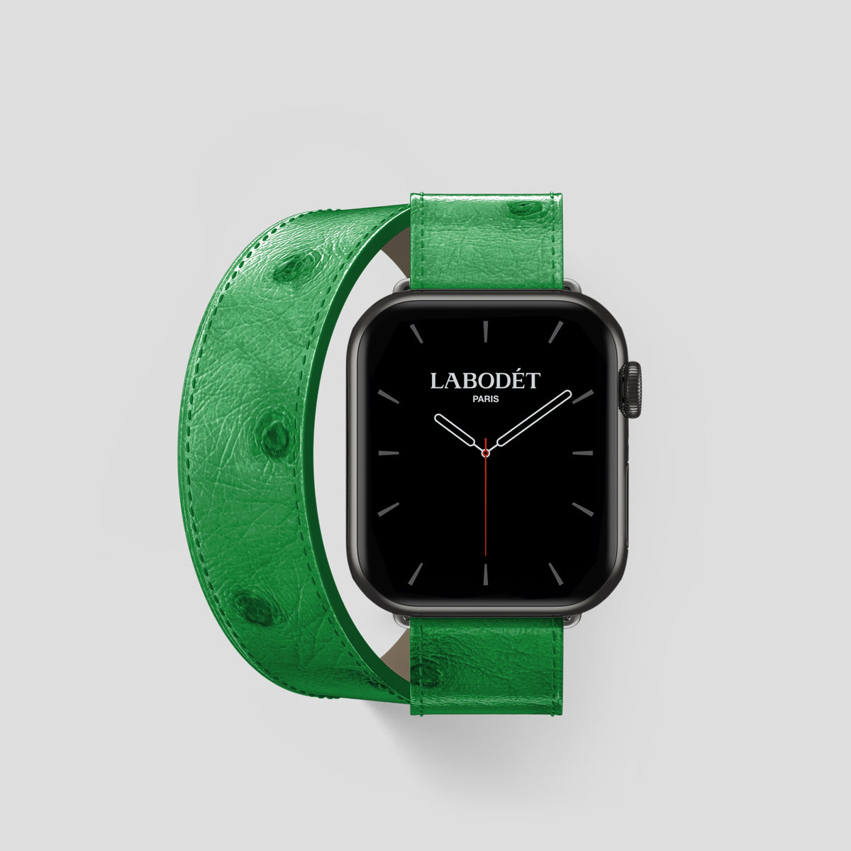 Kentucky Green Apple Watch 42mm Double Strap Ostrich with Black Metal -1 | Kentucky-Green-Black