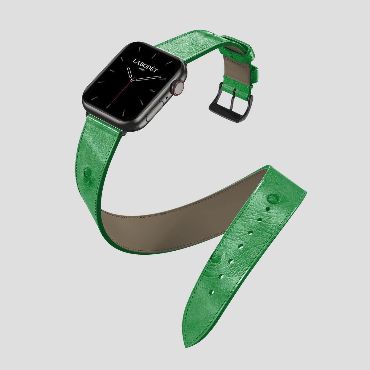 Kentucky Green Apple Watch 42mm Double Strap Ostrich with Black Metal -3 | Kentucky-Green-Black