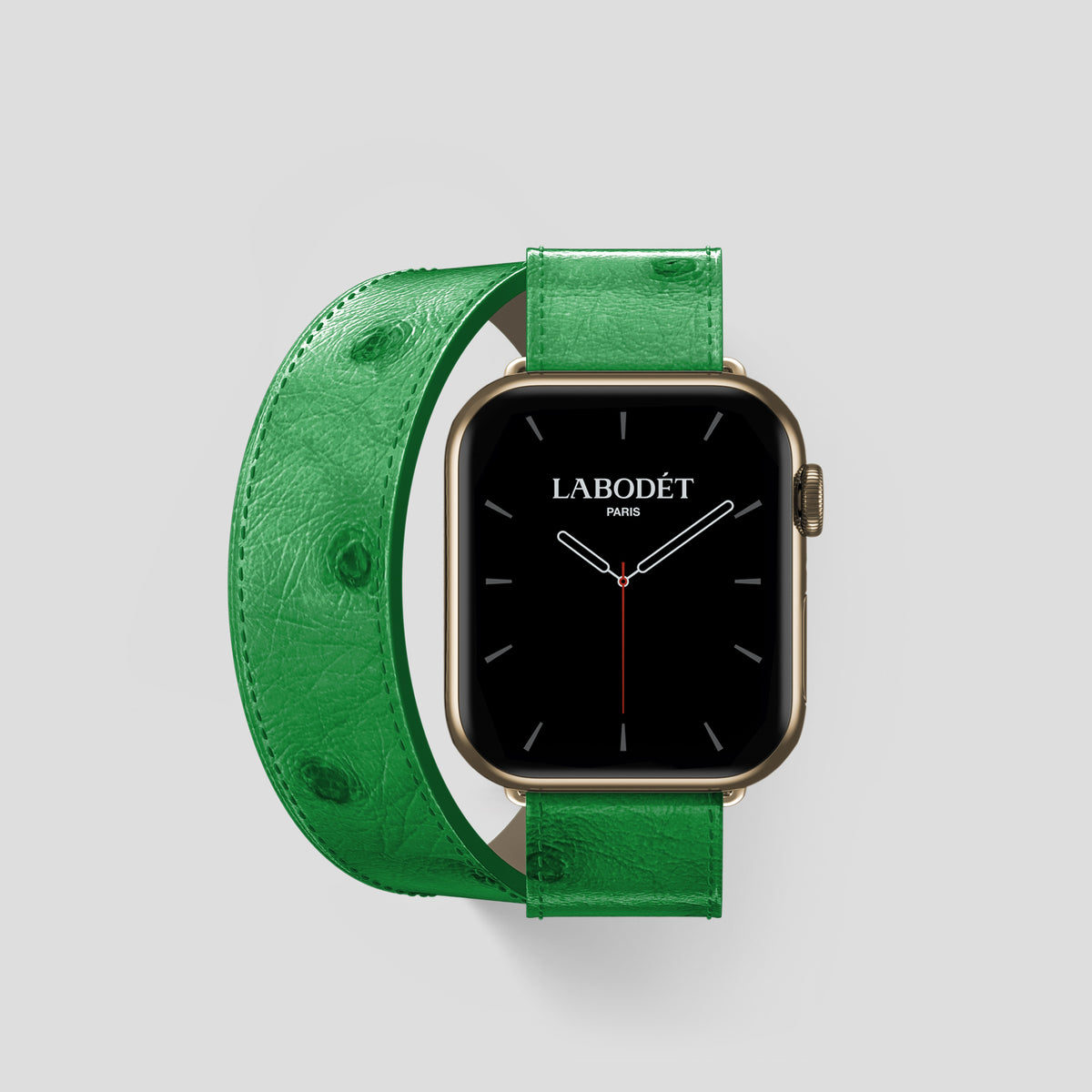 Kentucky Green Apple Watch 42mm Double Strap Ostrich with Gold Metal -1 | Kentucky-Green-Gold