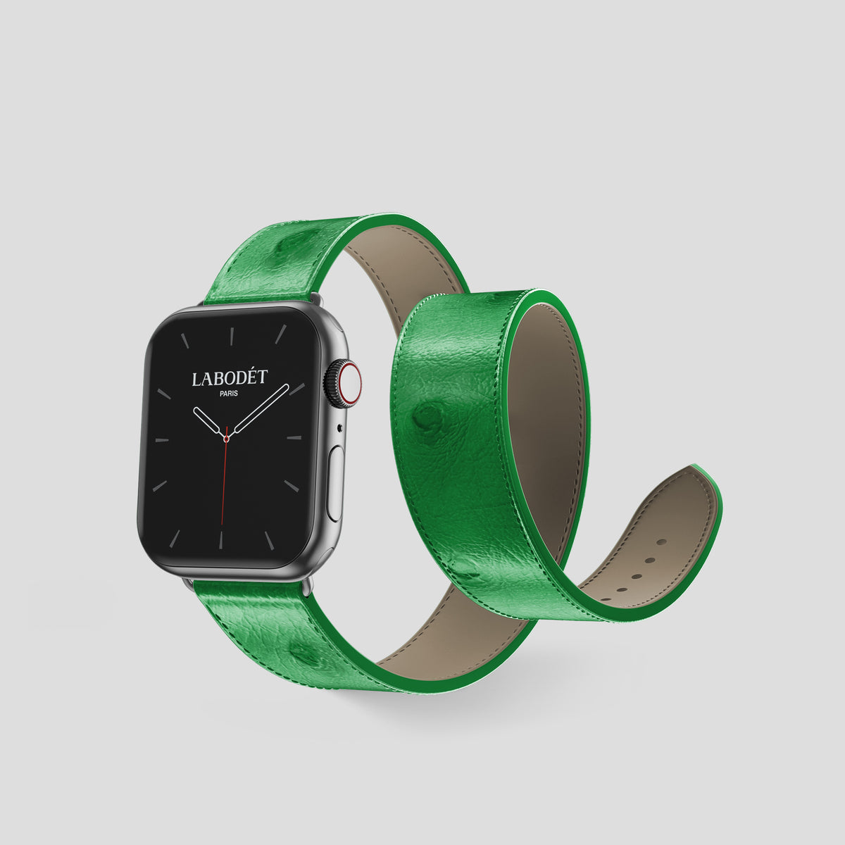 Kentucky Green Apple Watch 42mm Double Strap Ostrich with Steel Metal -2 | Kentucky-Green-Steel