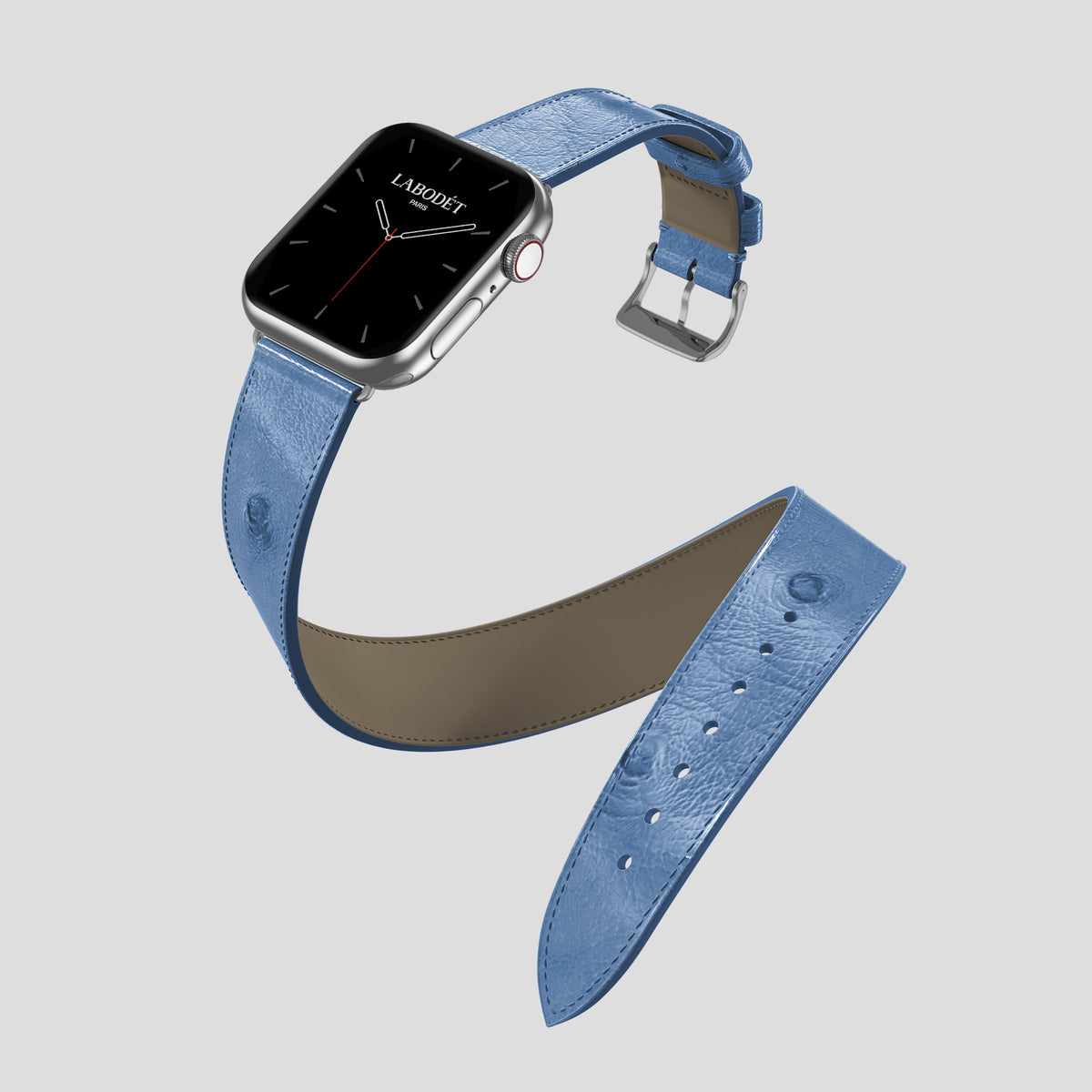 Blue-Jeans Apple Watch 46mm Double Strap Ostrich with Steel Metal -3 | Blue-Jeans-Steel