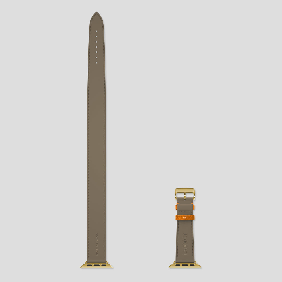 Chestnut Apple Watch 46mm Double Strap Ostrich with Gold Metal -4 | Chestnut-Gold