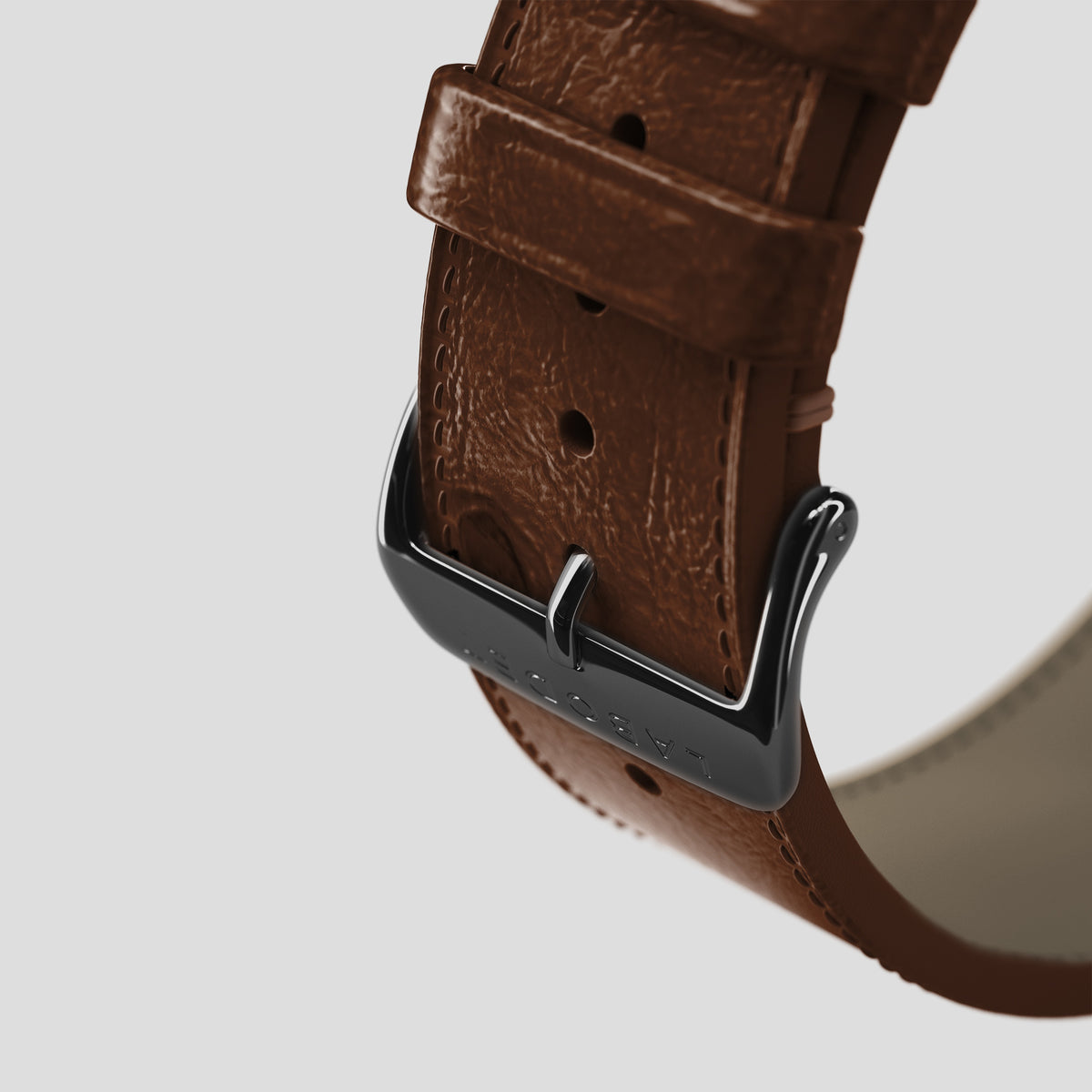 Chocolate Apple Watch 46mm Double Strap Ostrich with Black Metal -5 | Chocolate-Black