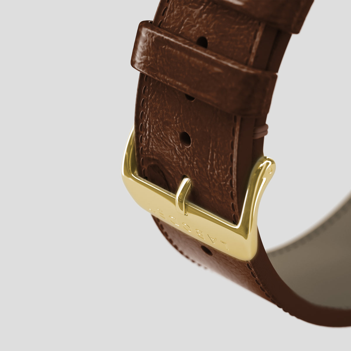Chocolate Apple Watch 46mm Double Strap Ostrich with Gold Metal -5 | Chocolate-Gold
