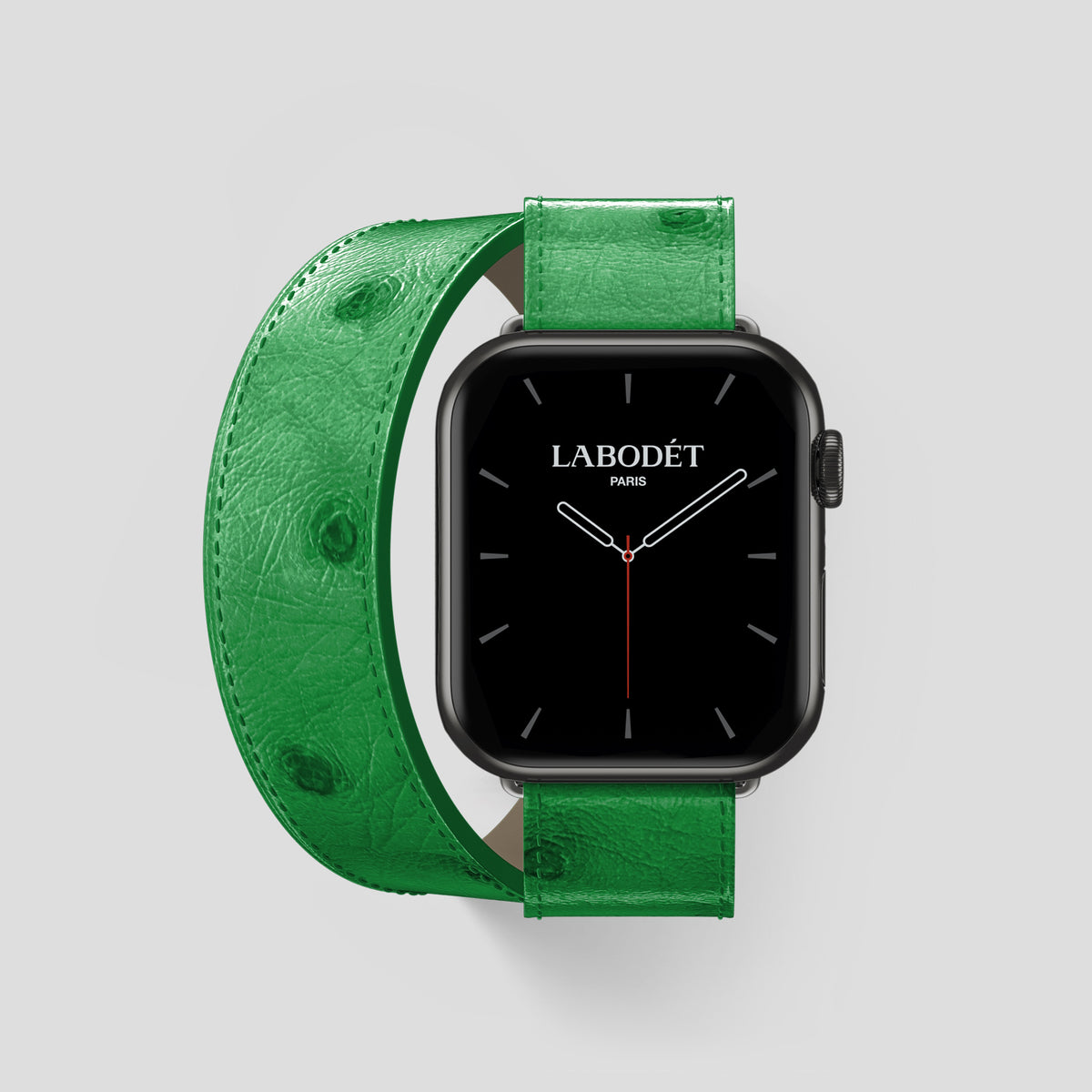 Kentucky Green Apple Watch 46mm Double Strap Ostrich with Black Metal -1 | Kentucky-Green-Black
