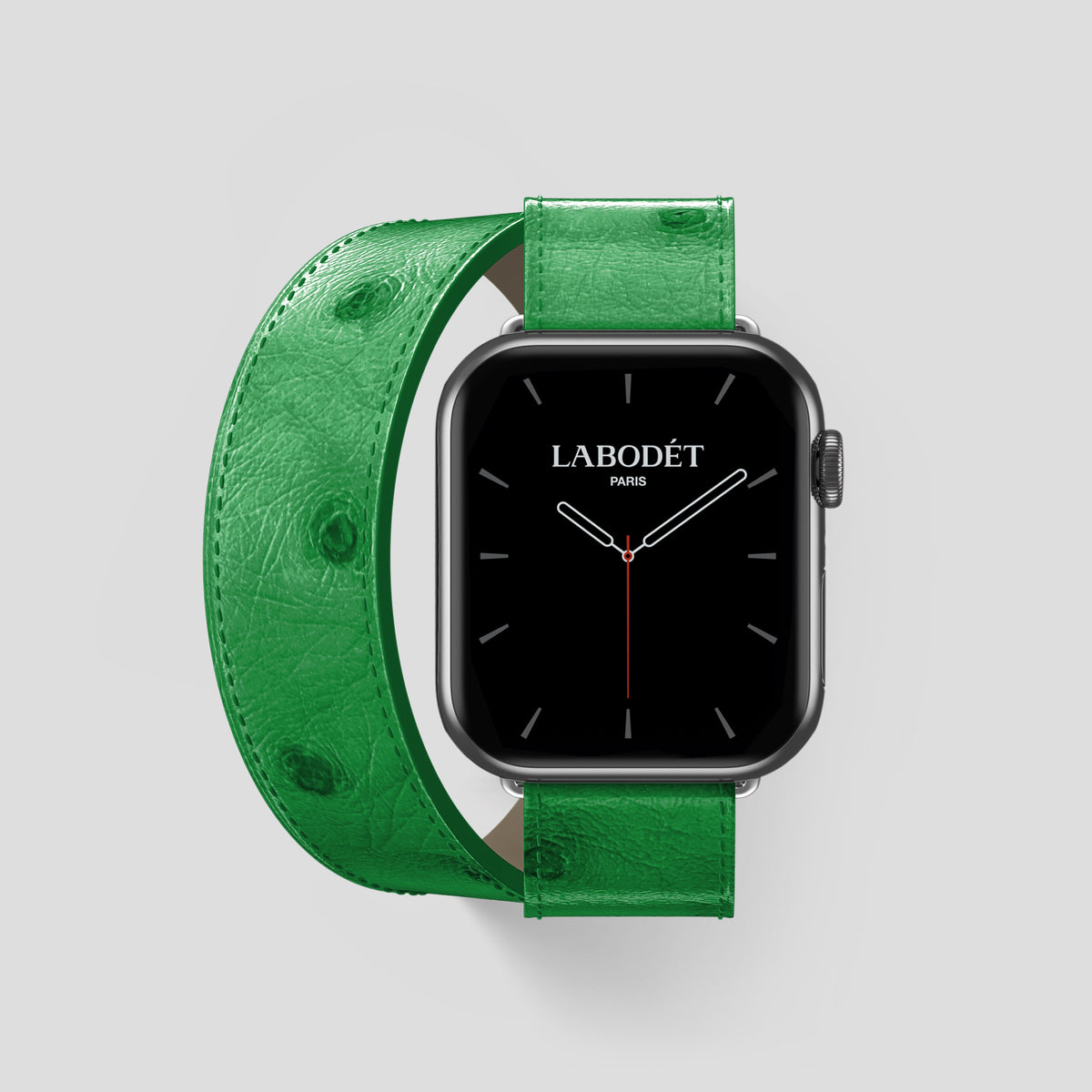 Kentucky Green Apple Watch 46mm Double Strap Ostrich with Steel Metal -1 | Kentucky-Green-Steel