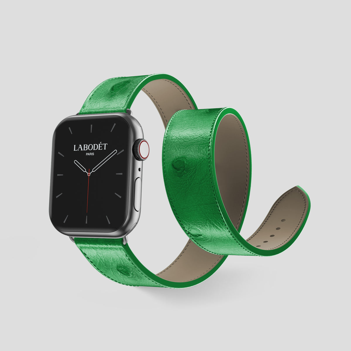 Kentucky Green Apple Watch 46mm Double Strap Ostrich with Steel Metal -2 | Kentucky-Green-Steel