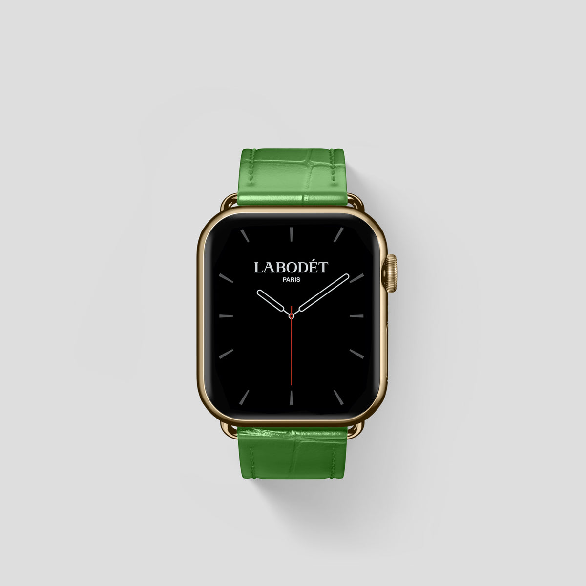 Apple-Green Classic Strap For Apple Watch 42mm In Alligator with Gold Metal -1 | Apple-Green-Gold
