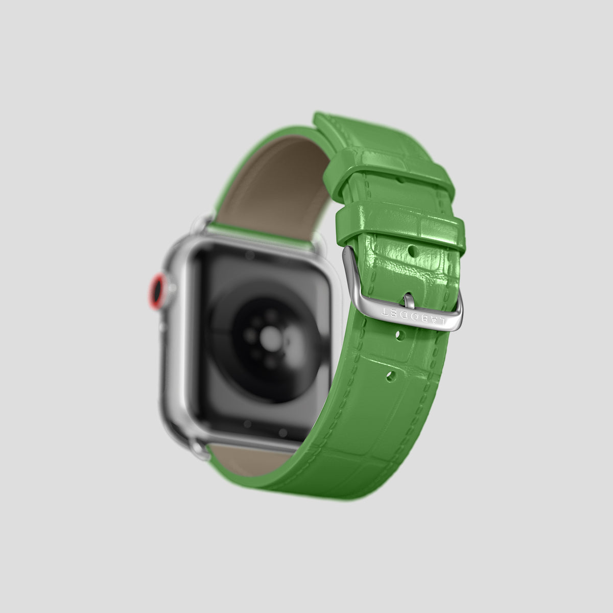 Apple-Green Classic Strap For Apple Watch 42mm In Alligator with Steel Metal -4 | Apple-Green-Steel
