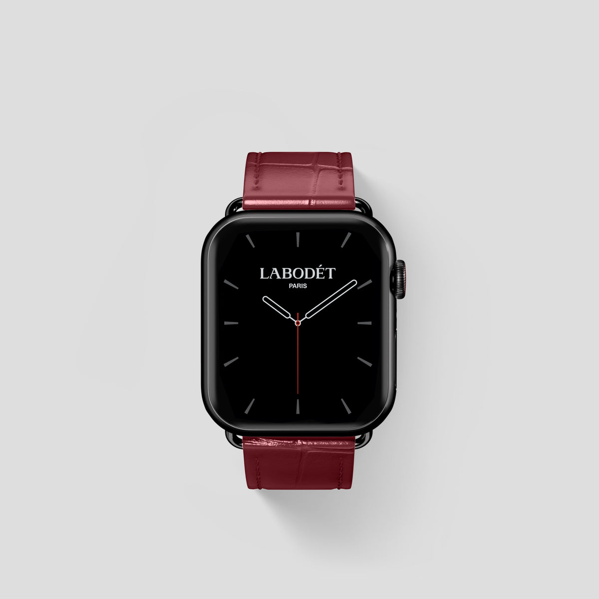 Burgundy Classic Strap For Apple Watch 42mm In Alligator with Black Metal -1 | Burgundy-Black