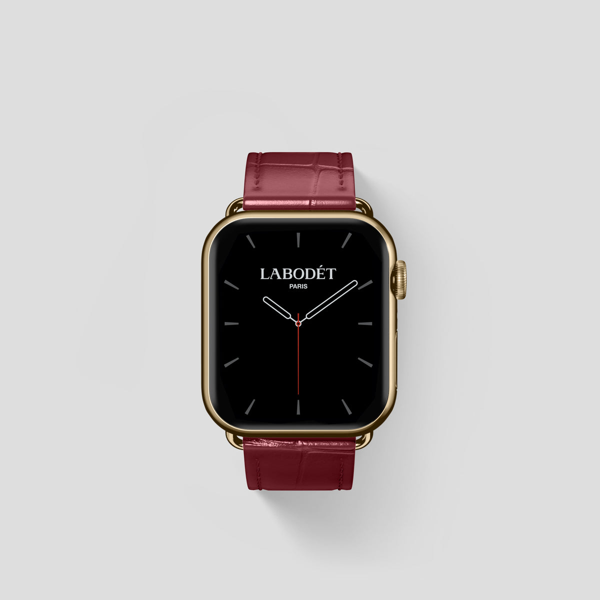 Burgundy Classic Strap For Apple Watch 42mm In Alligator with Gold Metal -1 | Burgundy-Gold