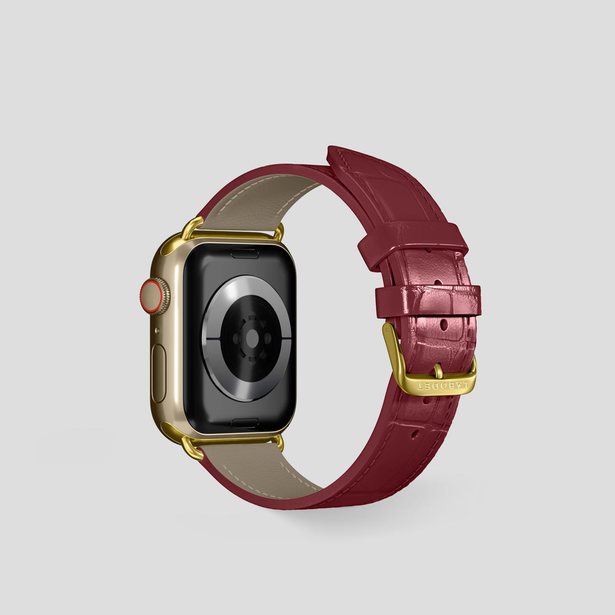 Burgundy Classic Strap For Apple Watch 42mm In Alligator with Gold Metal -2 | Burgundy-Gold