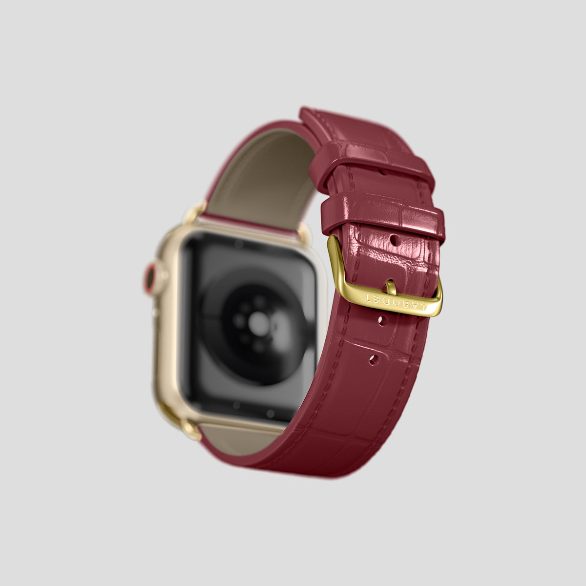 Burgundy Classic Strap For Apple Watch 42mm In Alligator with Gold Metal -4 | Burgundy-Gold