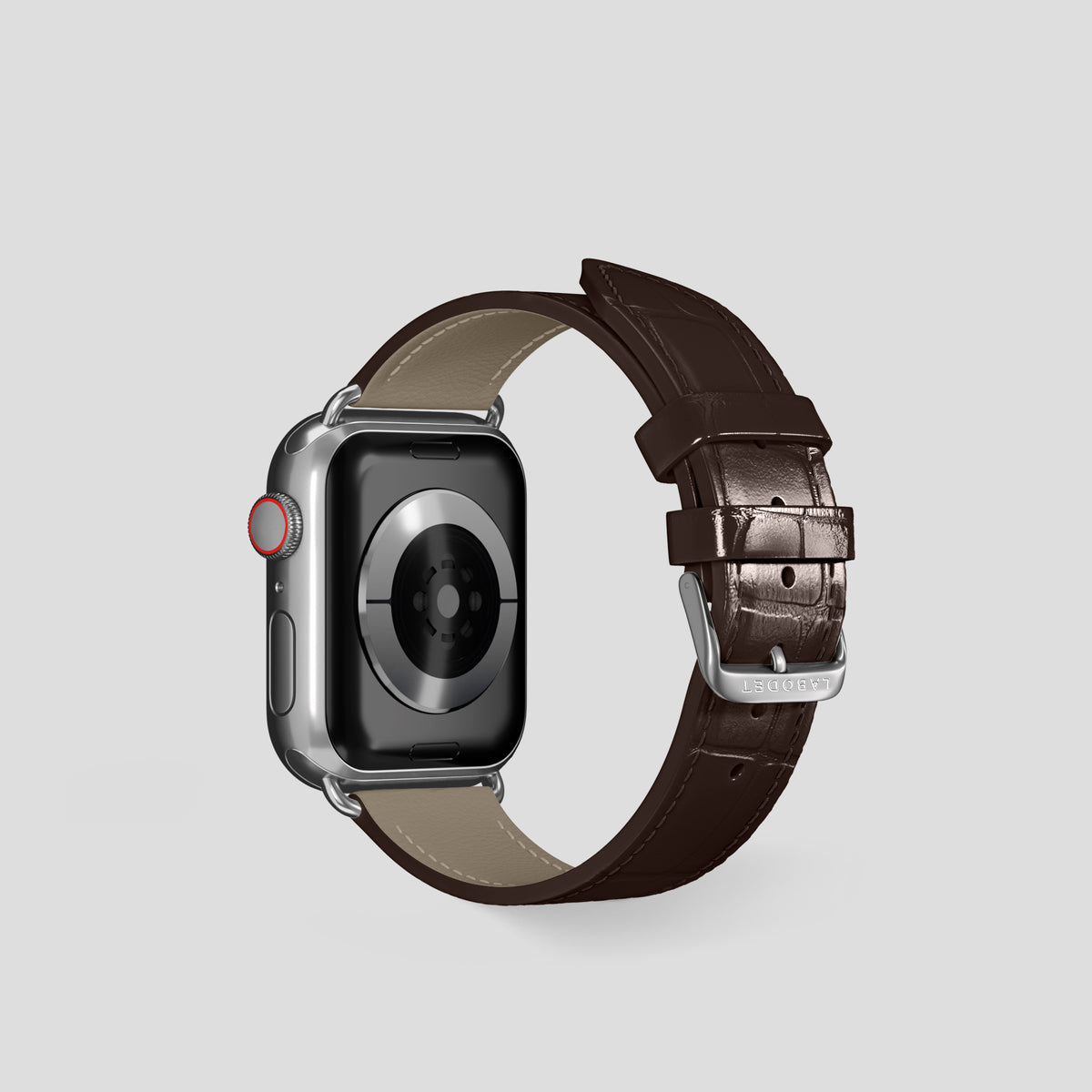Dark-Brown Classic Strap For Apple Watch 42mm In Alligator with Steel Metal -2 | Dark-Brown-Steel