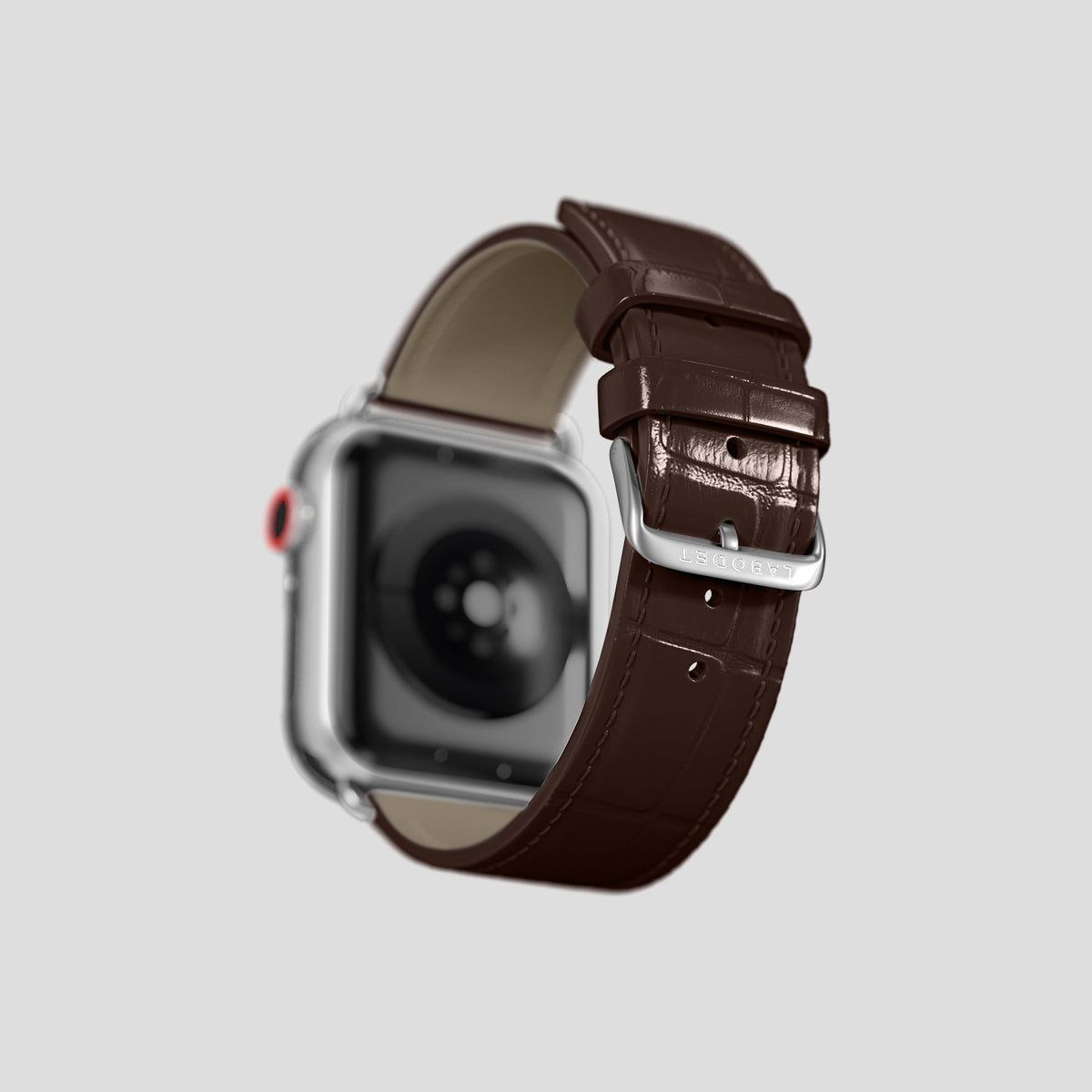 Dark-Brown Classic Strap For Apple Watch 42mm In Alligator with Steel Metal -4 | Dark-Brown-Steel