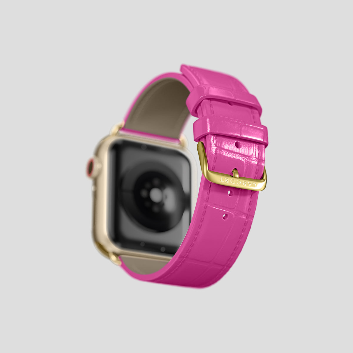 Fuchsia Classic Strap For Apple Watch 42mm In Alligator with Gold Metal -4 | Fuchsia-Gold