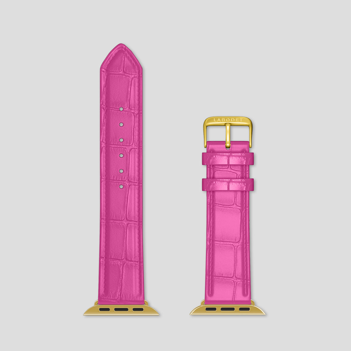 Fuchsia Classic Strap For Apple Watch 42mm In Alligator with Gold Metal -5 | Fuchsia-Gold