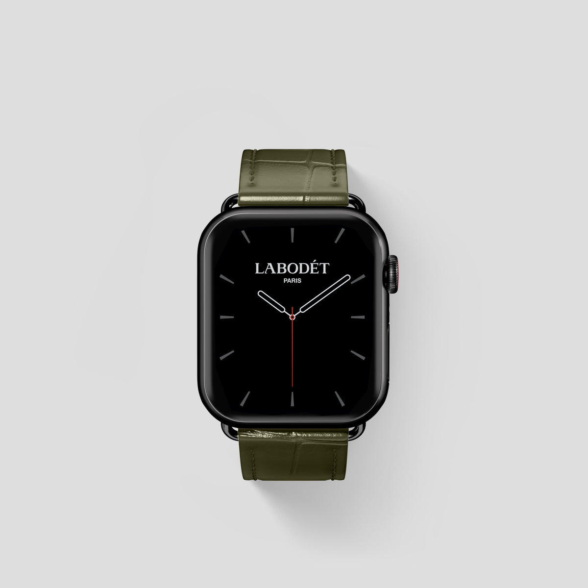Kaki-Green Classic Strap For Apple Watch 42mm In Alligator with Black Metal -1 | Kaki-Green-Black