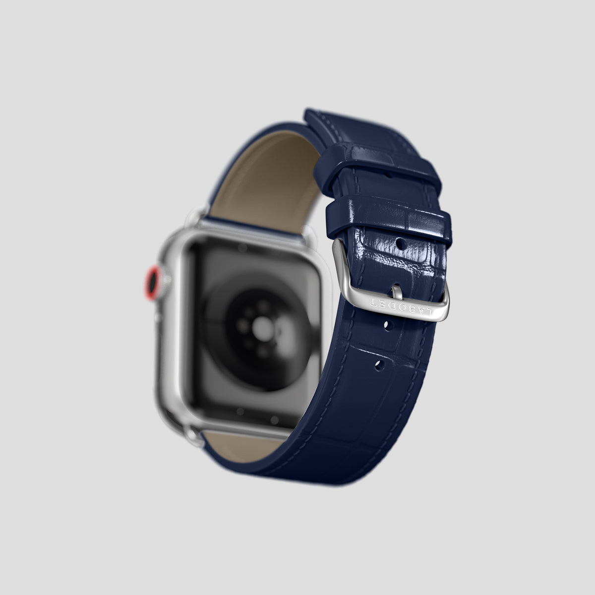 Navy Blue Classic Strap For Apple Watch 42mm In Alligator with Steel Metal -4 | Navy-Blue-Steel